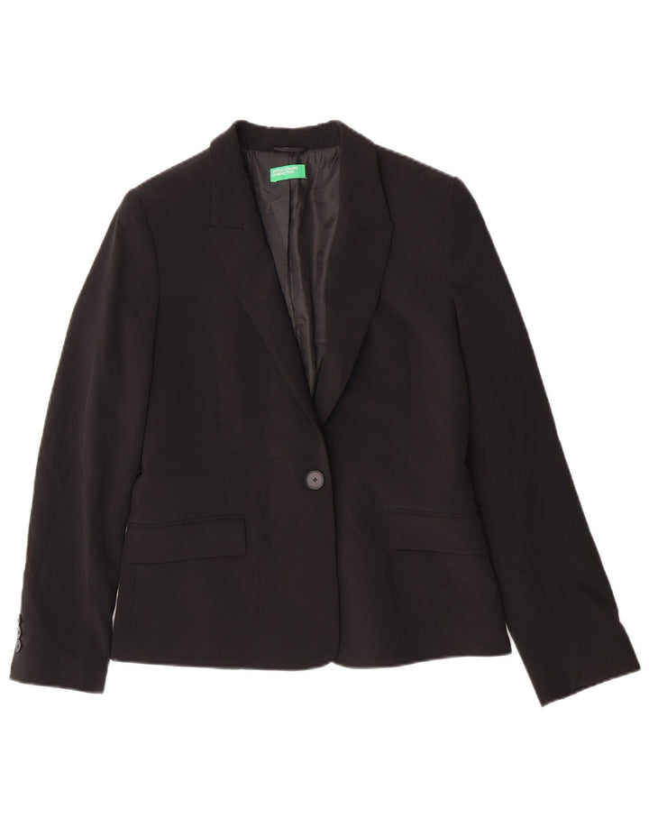 Benetton Chaqueta Americana De 1 Botón Y 1 Botón para Mujer UK 42 Mediana Negra Clásica