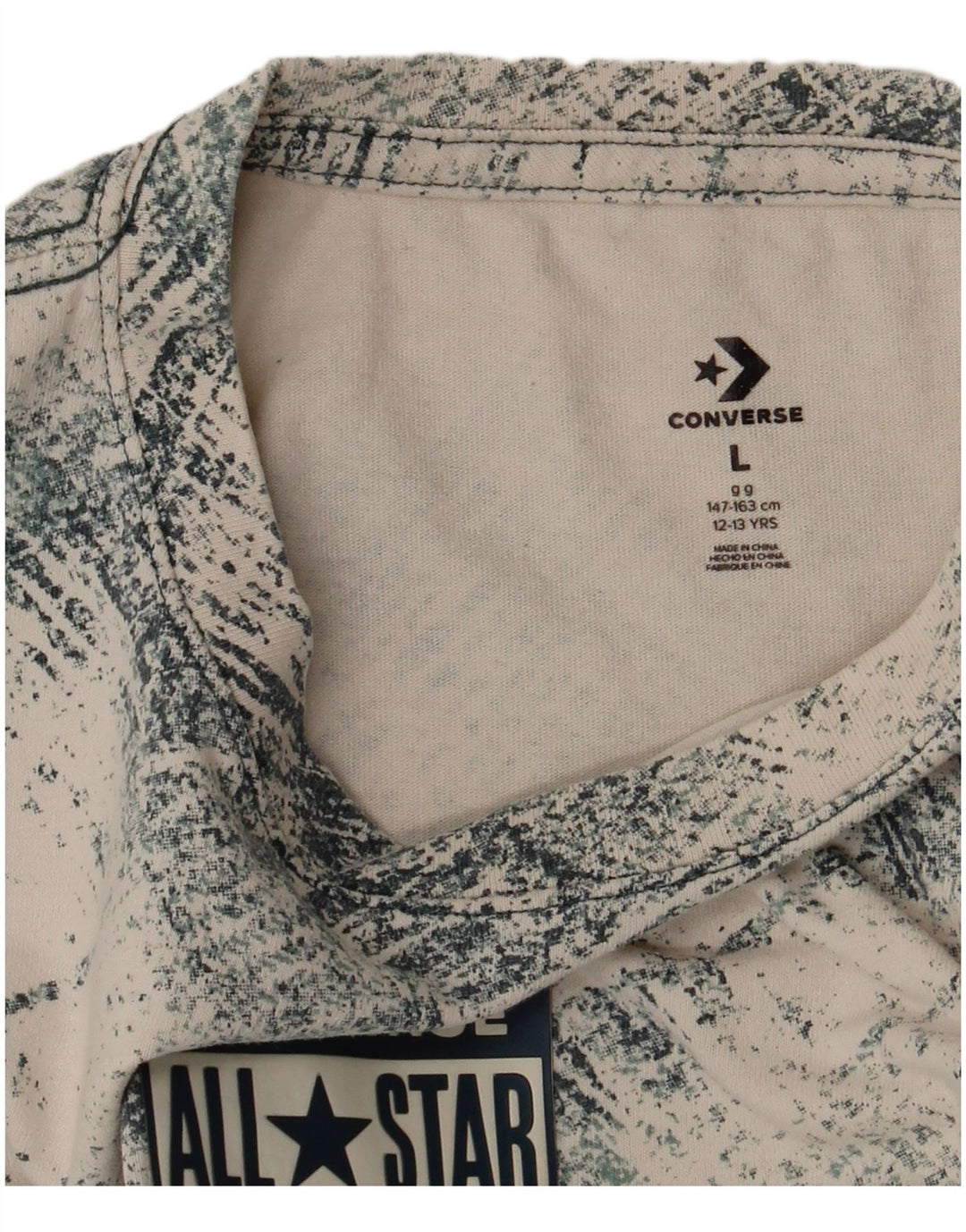 Converse Camiseta gráfica para niños 12-13 años Grande Cuadros Blanco Roto