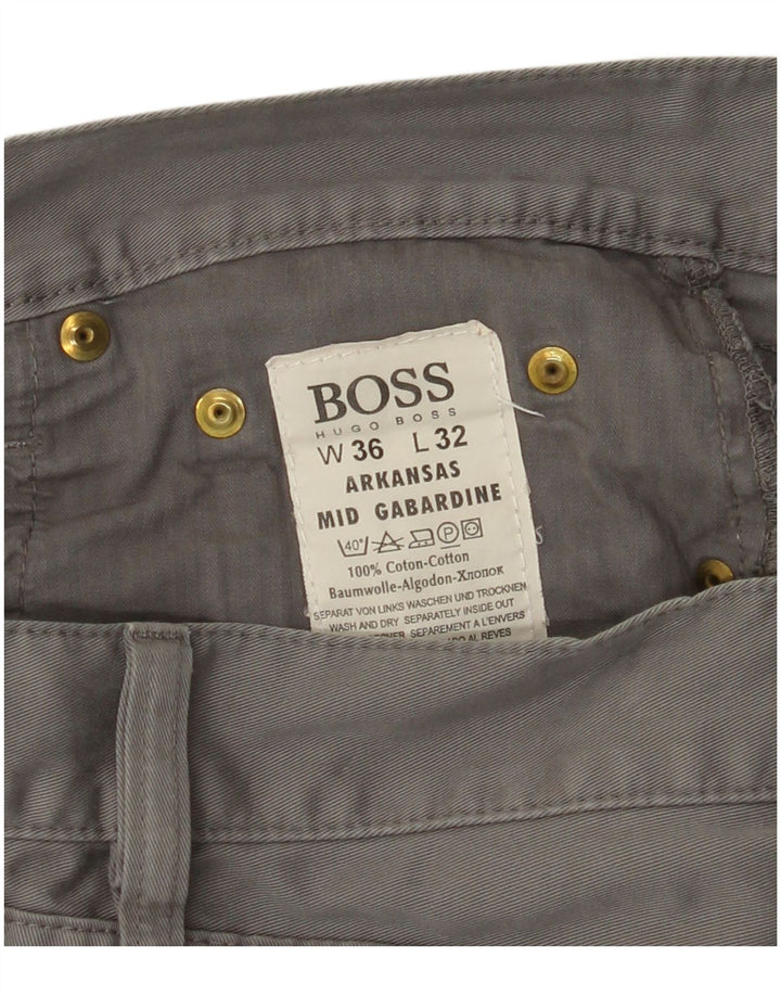 HUGO BOSS Pantalones informales rectos Arkansas para hombre W36 L32 Algodón gris