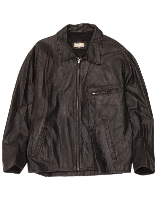VINTAGE Chaqueta de cuero para hombre IT 50 Cuero negro grande
