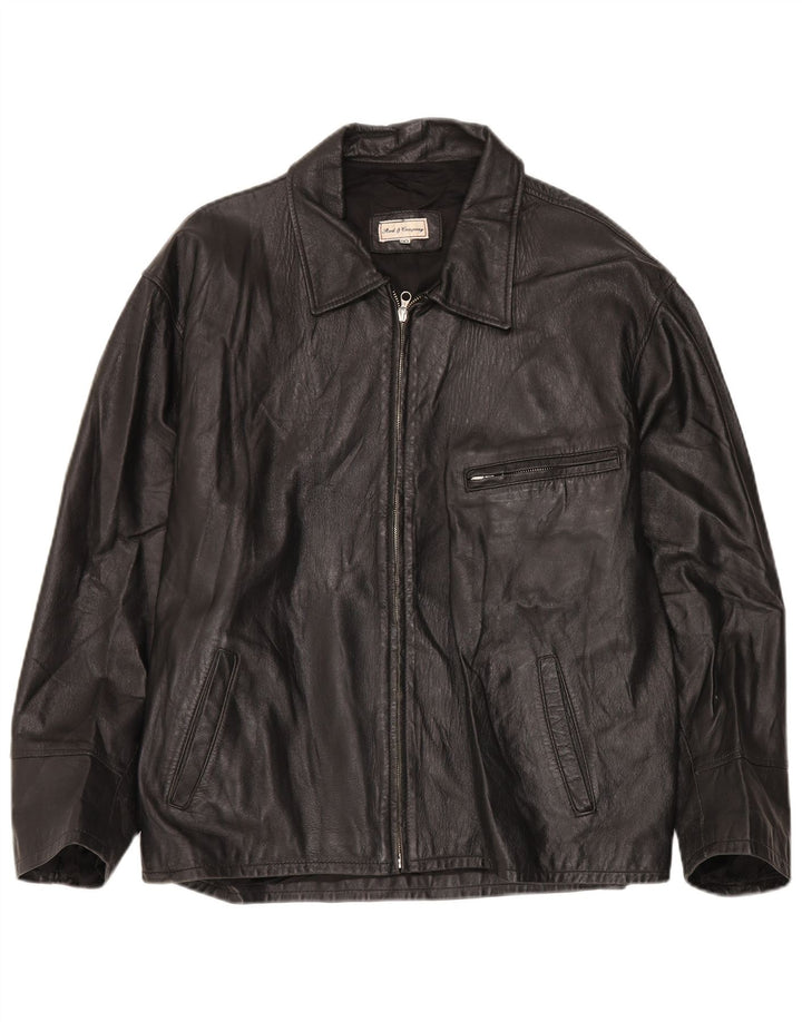 VINTAGE Chaqueta de cuero para hombre IT 50 Cuero negro grande