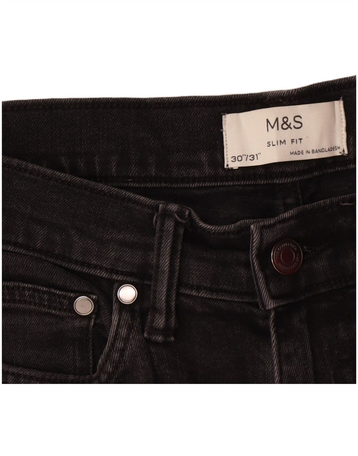 Marks & Spencer Jeans ajustados para hombre W30 L28 Algodón negro