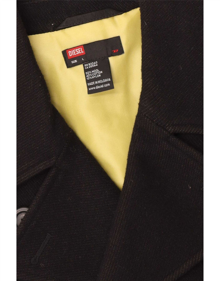 Diesel Abrigo cruzado para hombre UK 40 Large Lana negra