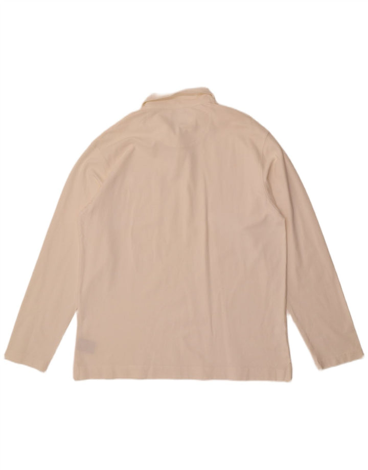 Faconnable Polo de manga larga para hombre de algodón blanco grande