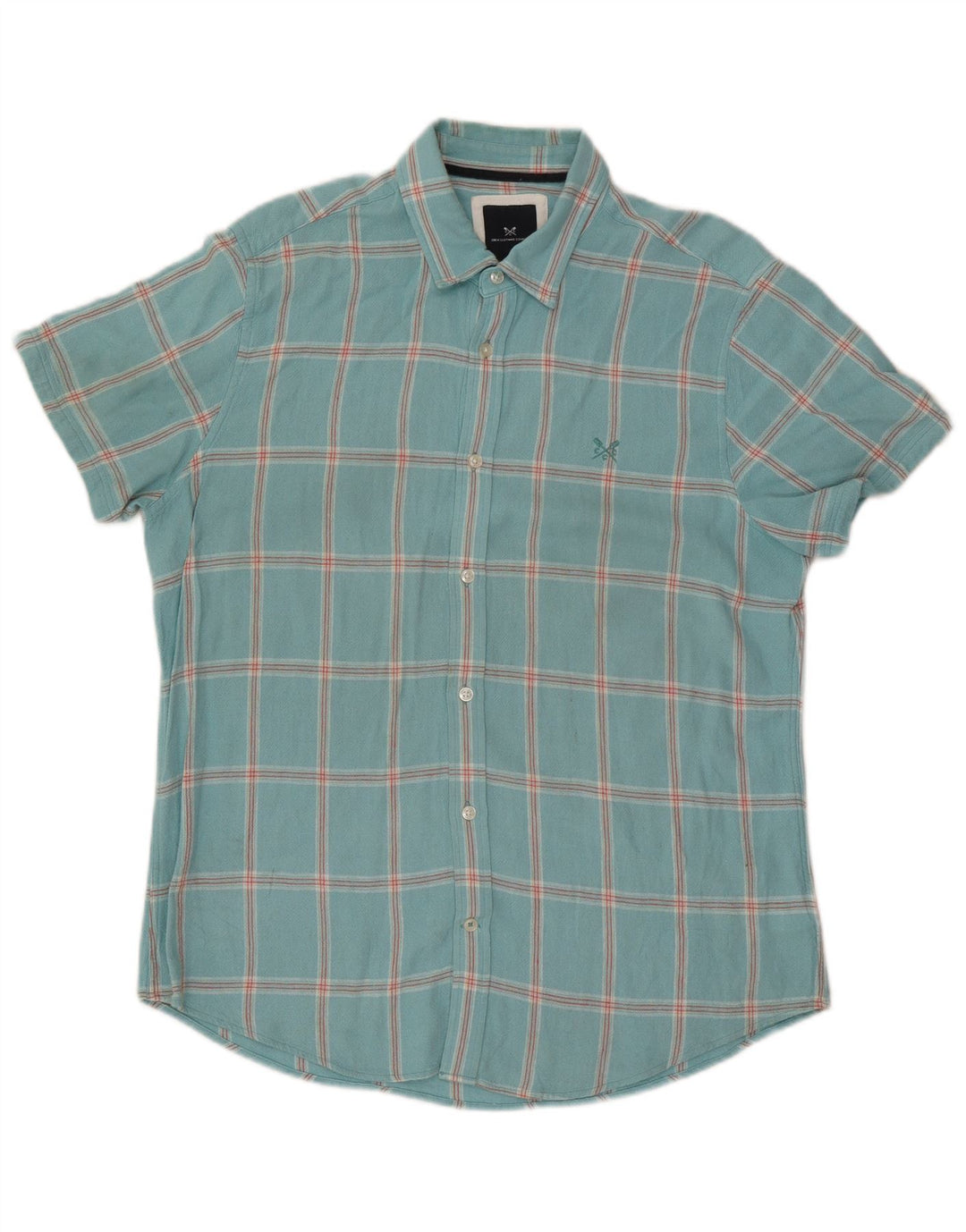 Crew Clothing - Camisa de manga corta para hombre, talla grande, color turquesa, viscosa