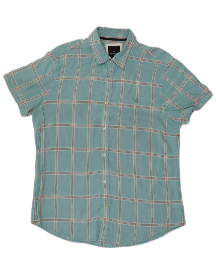 Crew Clothing - Camisa de manga corta para hombre, talla grande, color turquesa, viscosa
