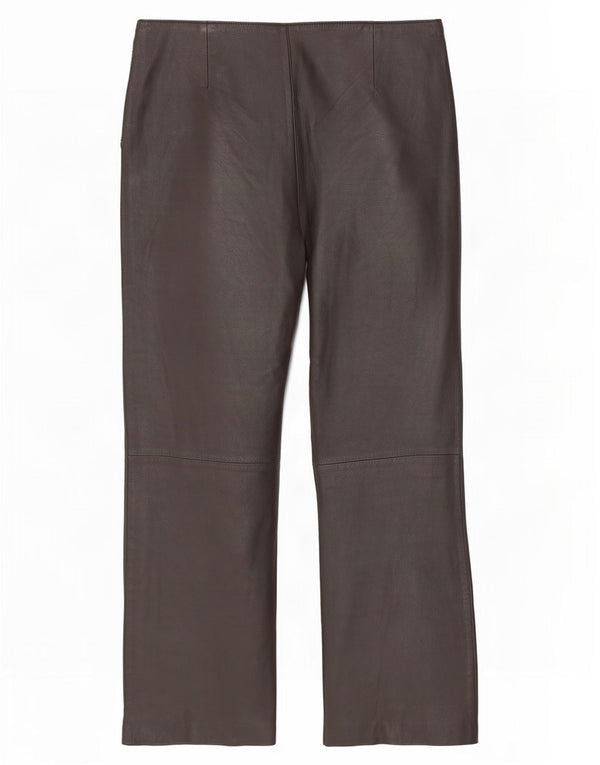 Olly & Co Pantalones de cuero con corte de bota para mujer UK 44 Large W34 L30 Marrón