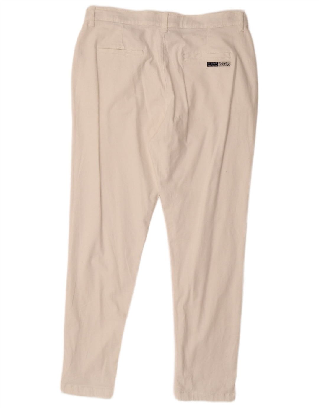SUPERDRY Pantalones chinos ajustados para mujer UK 40 Large W34 L29 Algodón blanco