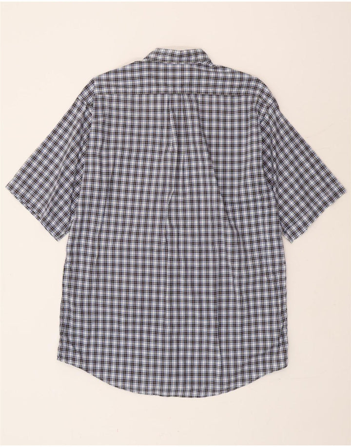 Burlington Camisa de manga corta para hombre de algodón a cuadros azules grandes