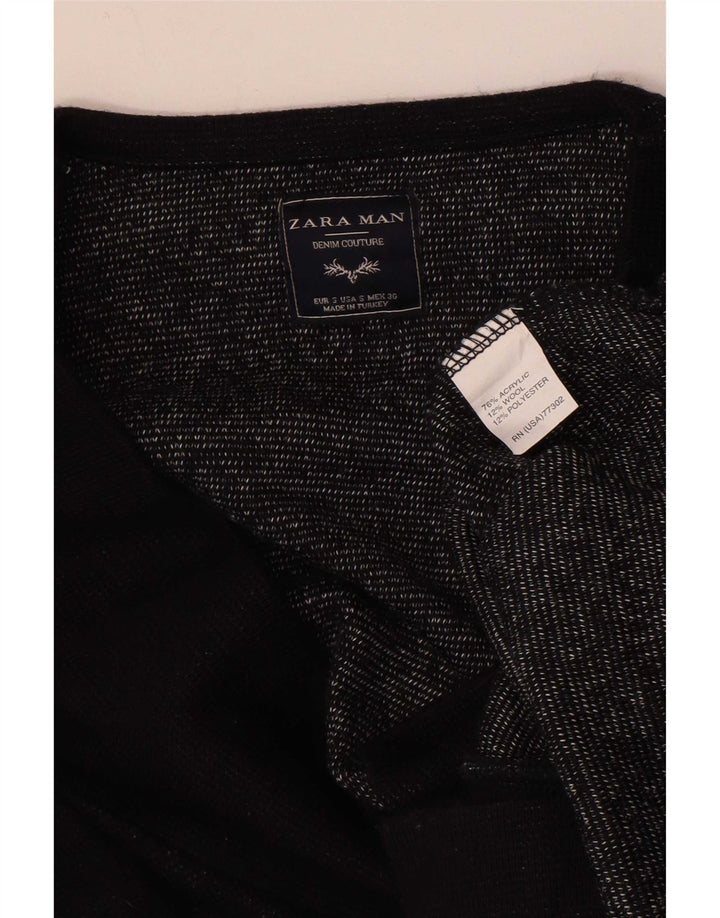 Zara Hombre Suéter Cárdigan De Doble Botonadura Pequeño Acrílico Negro