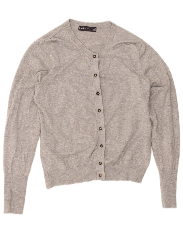 Marks & Spencer Suéter tipo cárdigan corto para mujer Reino Unido 44 Gris medio moteado
