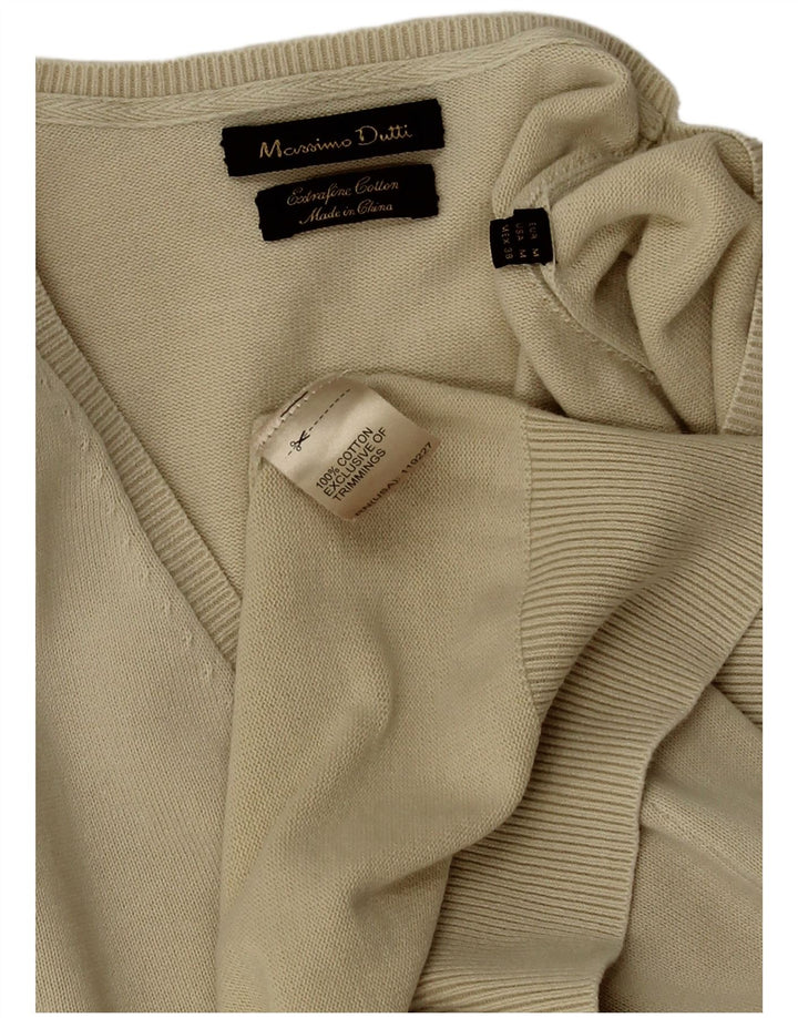 Jersey Massimo Dutti Hombre Cuello Pico Algodón Beige Medio