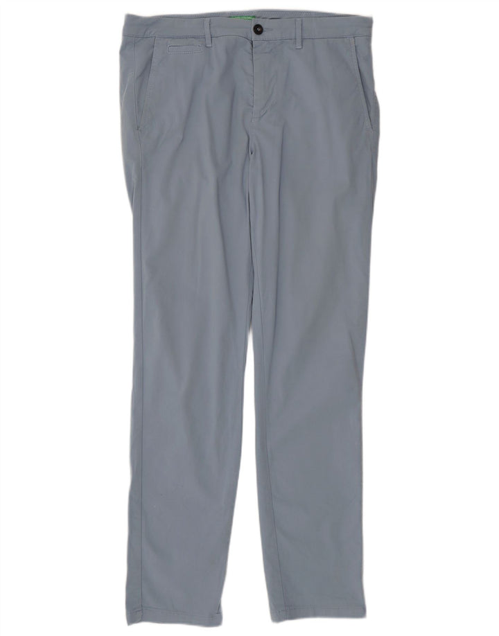 Benetton Pantalón Chino Recto Hombre IT 48 Medium W30 L32 Algodón Azul