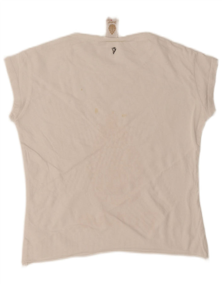 Dondup - Camiseta corta con gráfico para mujer, talla 40, talla M, color blanco