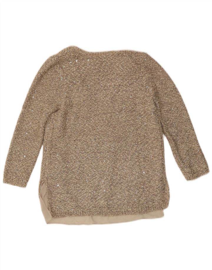 Zara Mujer Blusa Manga 3/4 Top UK 44 Poliéster Beige Medio