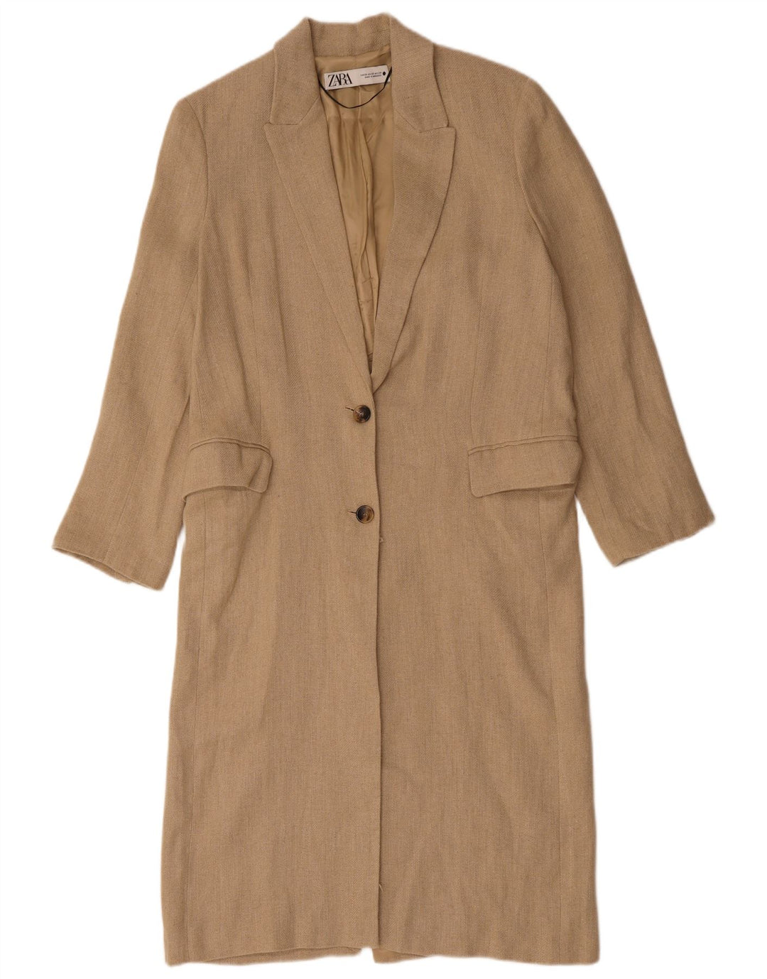 ZARA Mujer Abrigo Oversize UK 6 XS Lino Beige