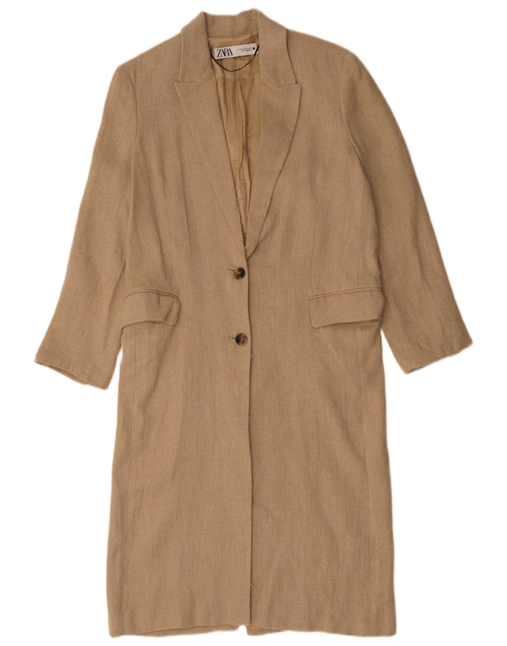 ZARA Mujer Abrigo Oversize UK 6 XS Lino Beige