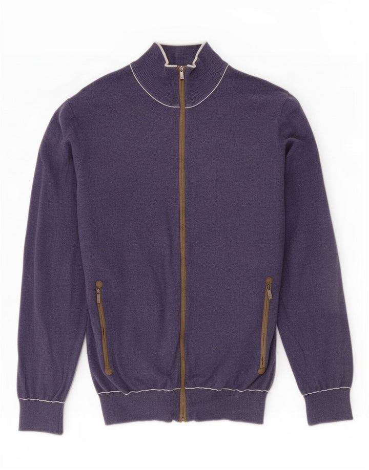 Massimo Dutti Jersey Cárdigan Hombre Mediano Azul Marino Algodón