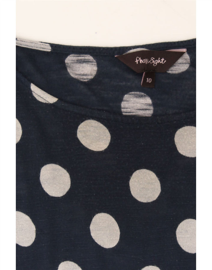 PHASE EIGHT Womens Longline Blouse Top UK 10 Small Navy Blue Polka Dot Vintage Phase Eight and Second-Hand Phase Eight from Messina Hembry 