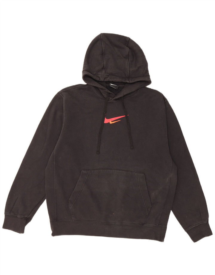 Nike Sudadera con capucha gráfica para hombre, jersey de algodón negro mediano