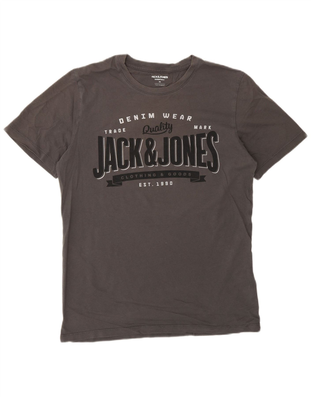 Jack & Jones Hombre Camiseta Gráfica Top Algodón Gris Medio