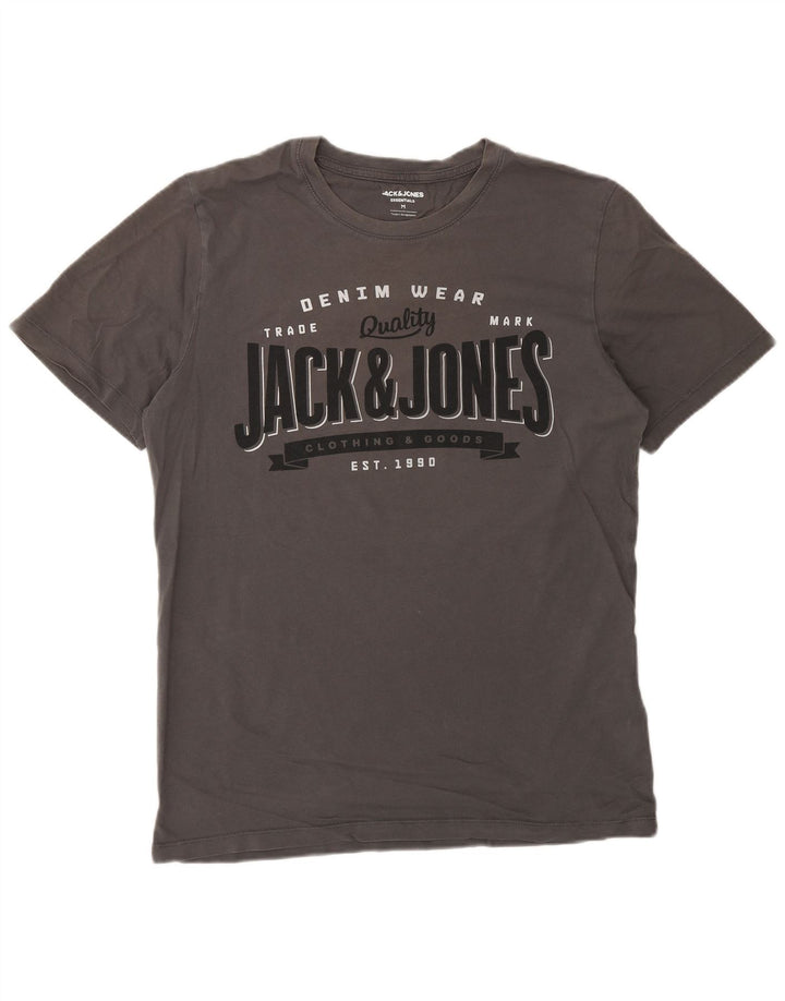 Jack & Jones Hombre Camiseta Gráfica Top Algodón Gris Medio
