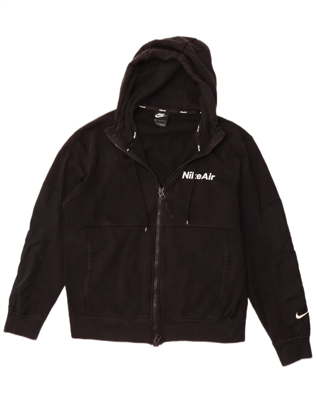 NIKE Sudadera con capucha y cremallera para hombre, algodón negro mediano