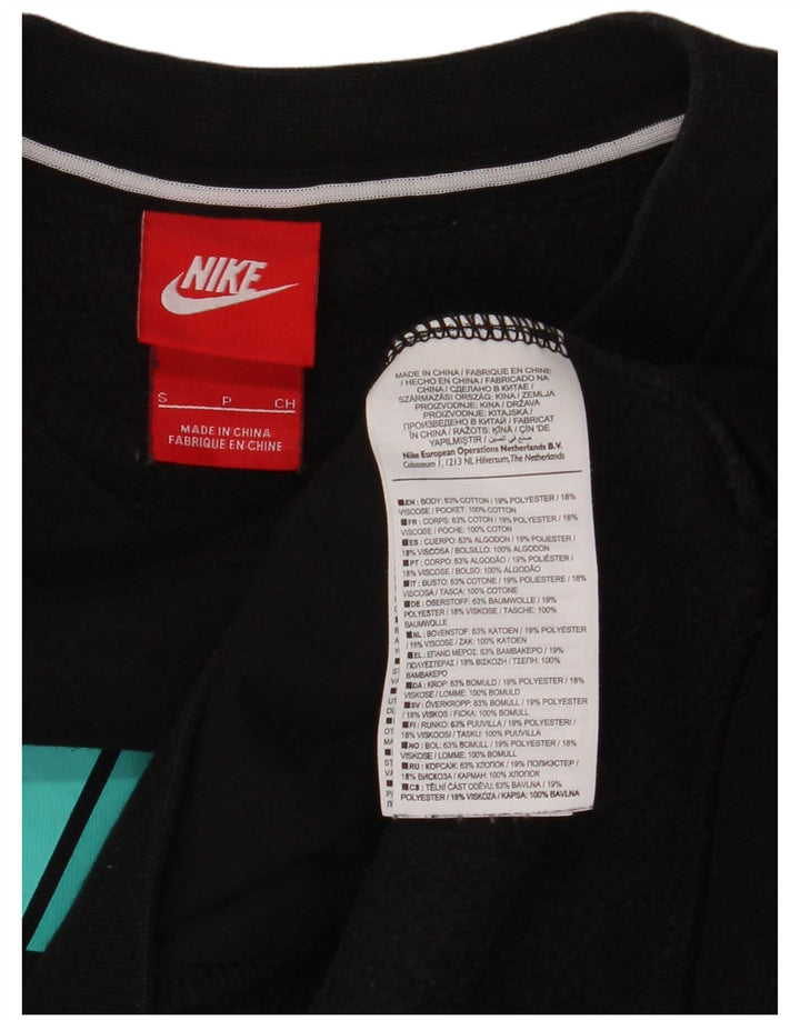Nike Sudadera de gran tamaño con gráfico para mujer UK 10 Small Black Cotton