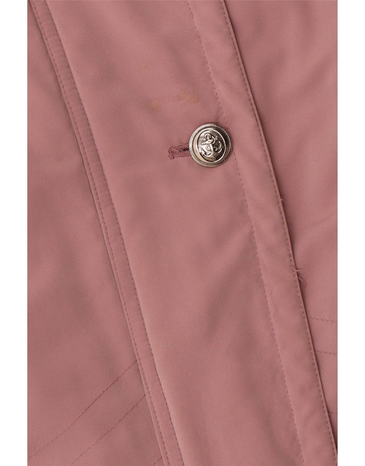 Vintage mujer oversize cortavientos abrigo EU 42 poliéster rosa grande