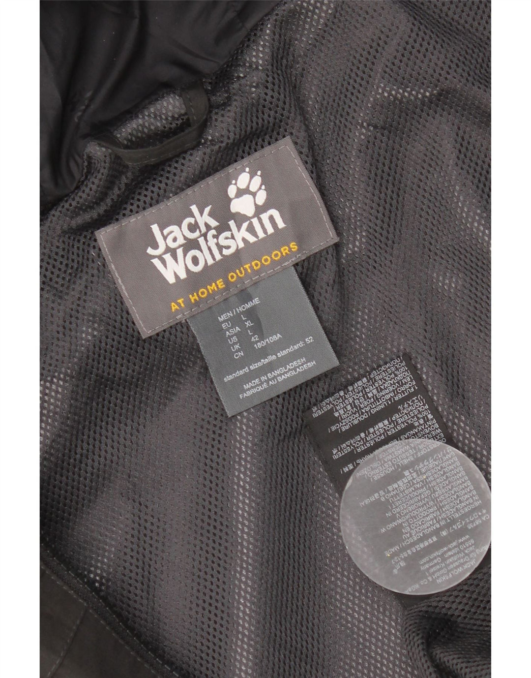Jack Wolfskin Chaqueta cortavientos con capucha para hombre UK 40 Large Poliéster negro