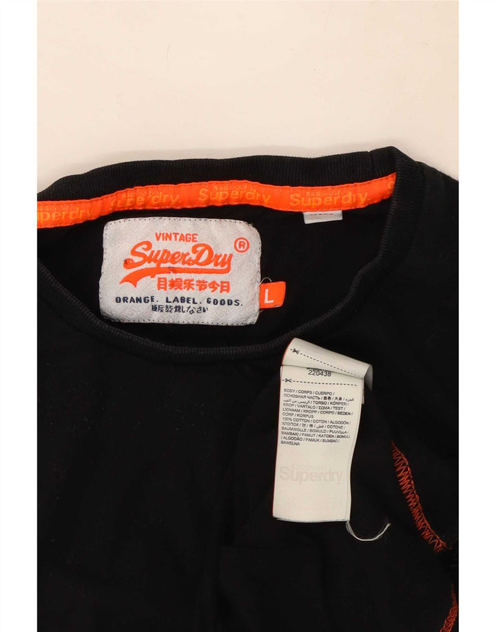 Superdry Hombre Top Manga Larga Grande Algodón Negro