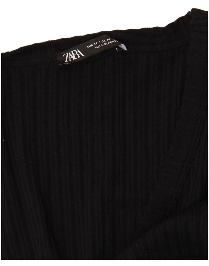 Zara Mujer Vestido Camiseta Reino Unido 44 Mediano Negro