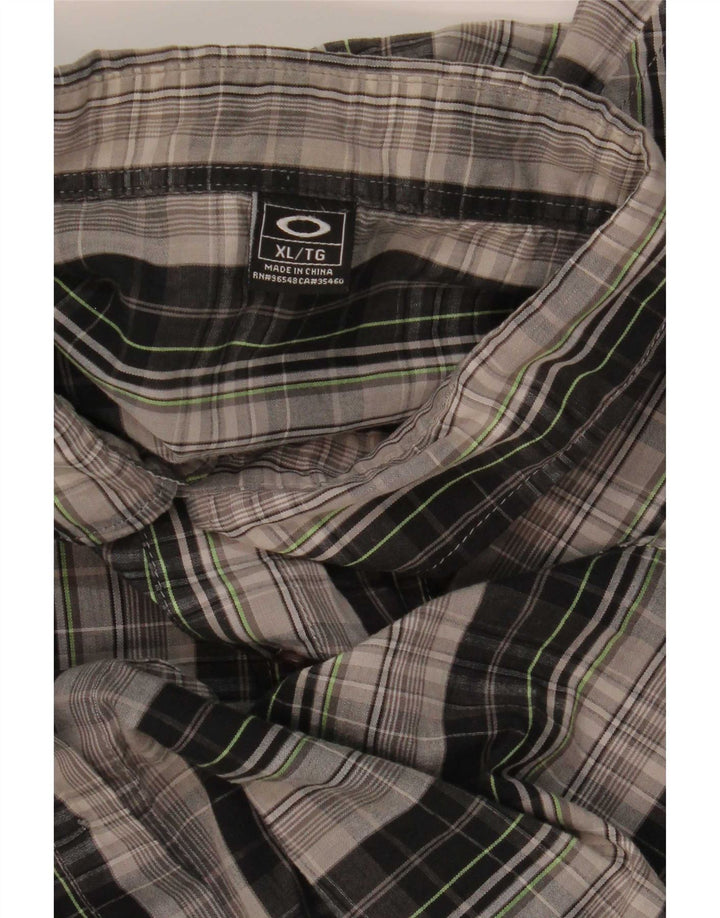 Oakley Camisa de manga corta para hombre XL Grey Check