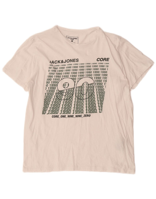 Jack & Jones - Camiseta gráfica para hombre, talla grande, algodón blanco