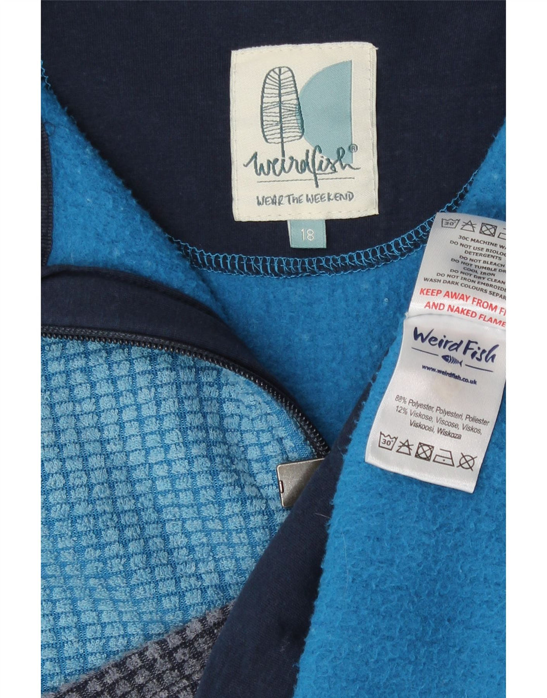 Weird Fish Chaqueta polar holgada para mujer UK 40 XL Poliéster azul