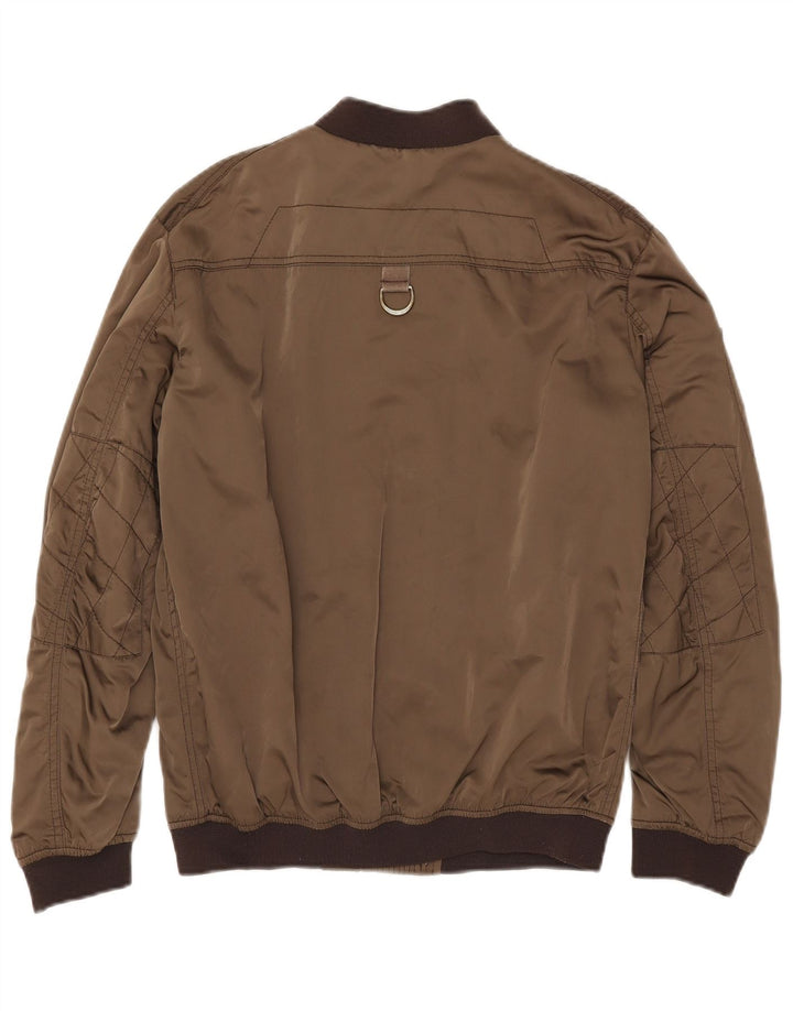 Zara Mujer Bomber Jacket UK 10 Small Caqui Poliéster