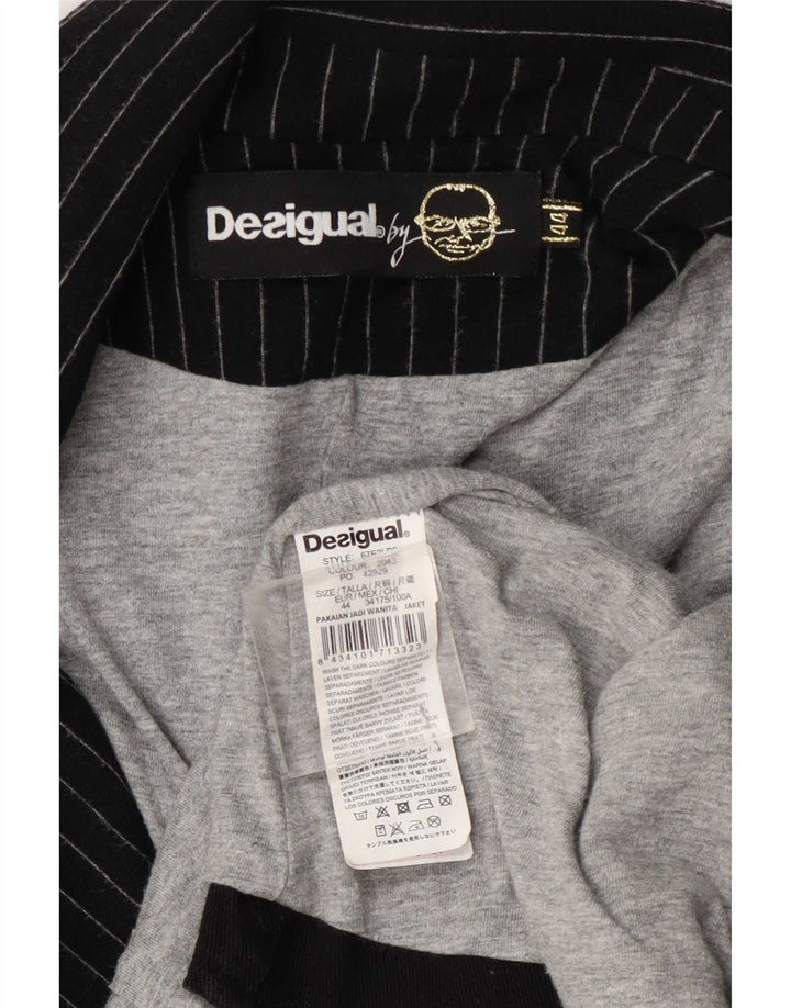 Chaqueta Desigual Mujer 1 Botón Blazer EU 44 XL Viscosa Rayas Gris
