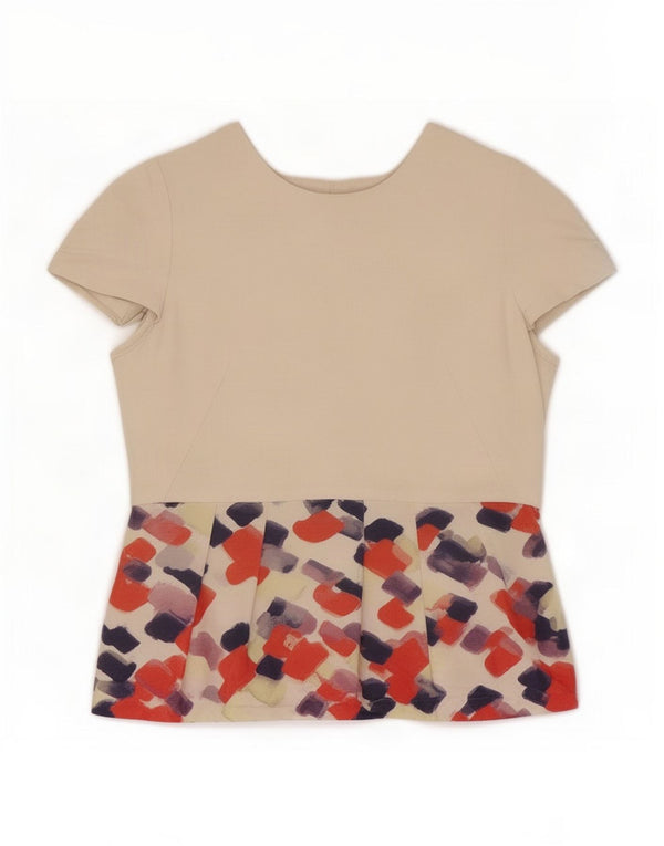 Blusa Corta Mujer Rodier IT 40 Small Beige Geométrico Algodón