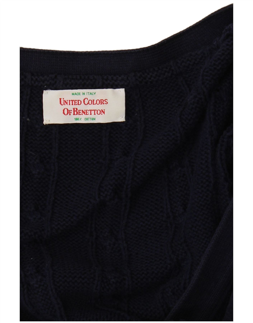 BENETTON Suéter tipo cárdigan para hombre grande azul marino algodón