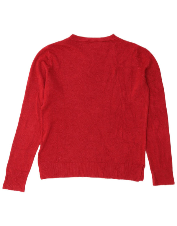 Marks & Spencer Suéter de Cuello Redondo para Mujer UK 10 Small Rojo Acrílico