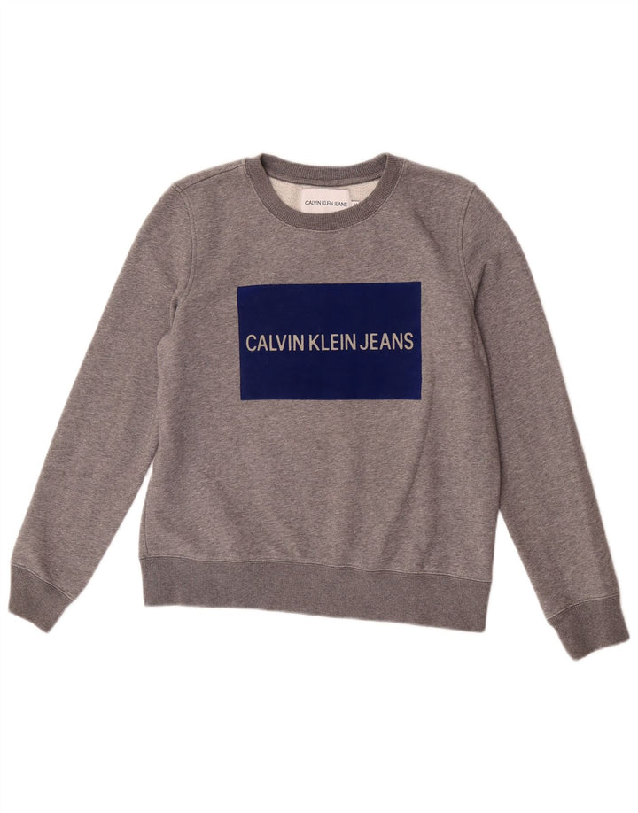 Calvin Klein Jeans Sudadera gráfica para mujer Jumper UK 14 Gris medio