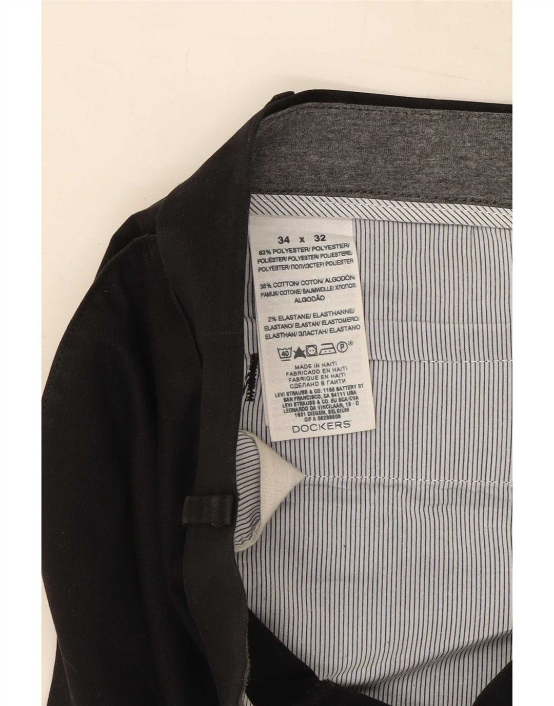 Dockers Pantalón chino recto para hombre W34 L32 Poliéster negro