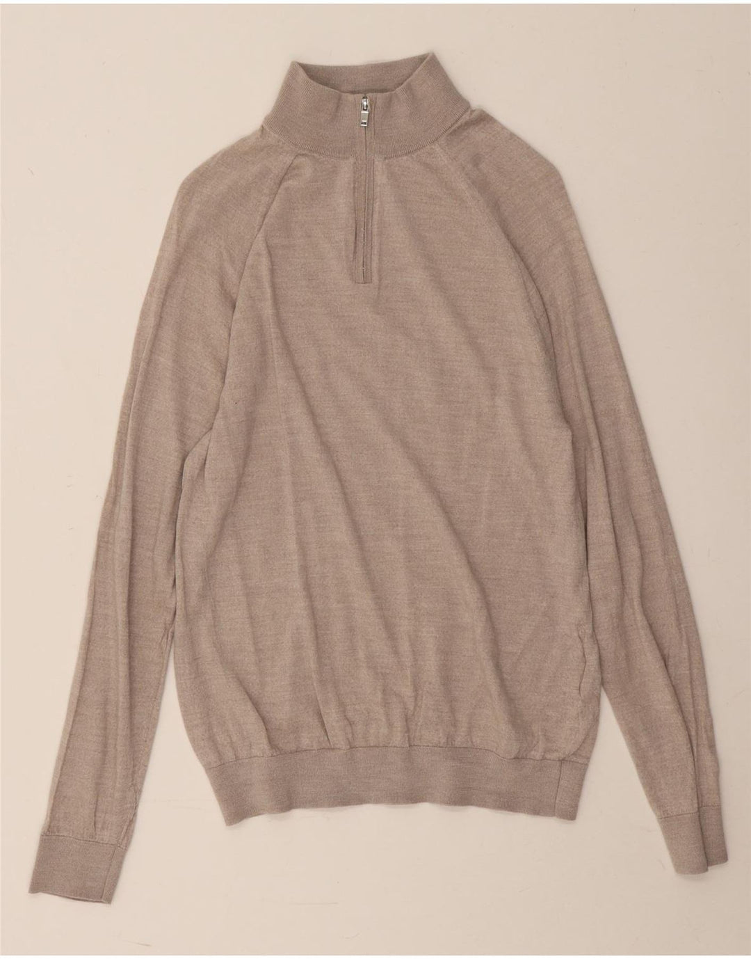 REISS Jersey con cuello y cremallera para hombre, talla grande, lana gris