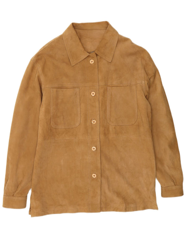 VINTAGE Chaqueta de ante holgada para mujer Reino Unido 18 XL Cuero marrón