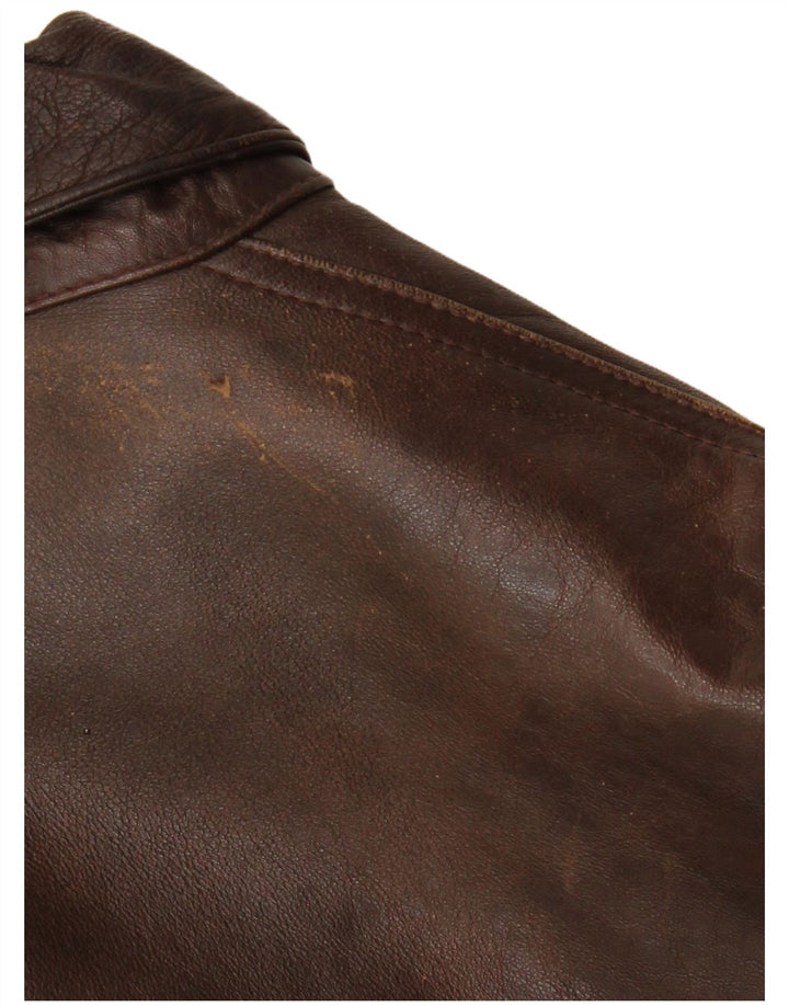 Chaqueta de cuero vintage para hombre IT 52 XL Marrón