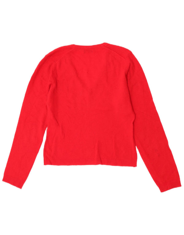 Benetton Jersey Corto Con Cuello En V Mujer UK 6 XS Rojo