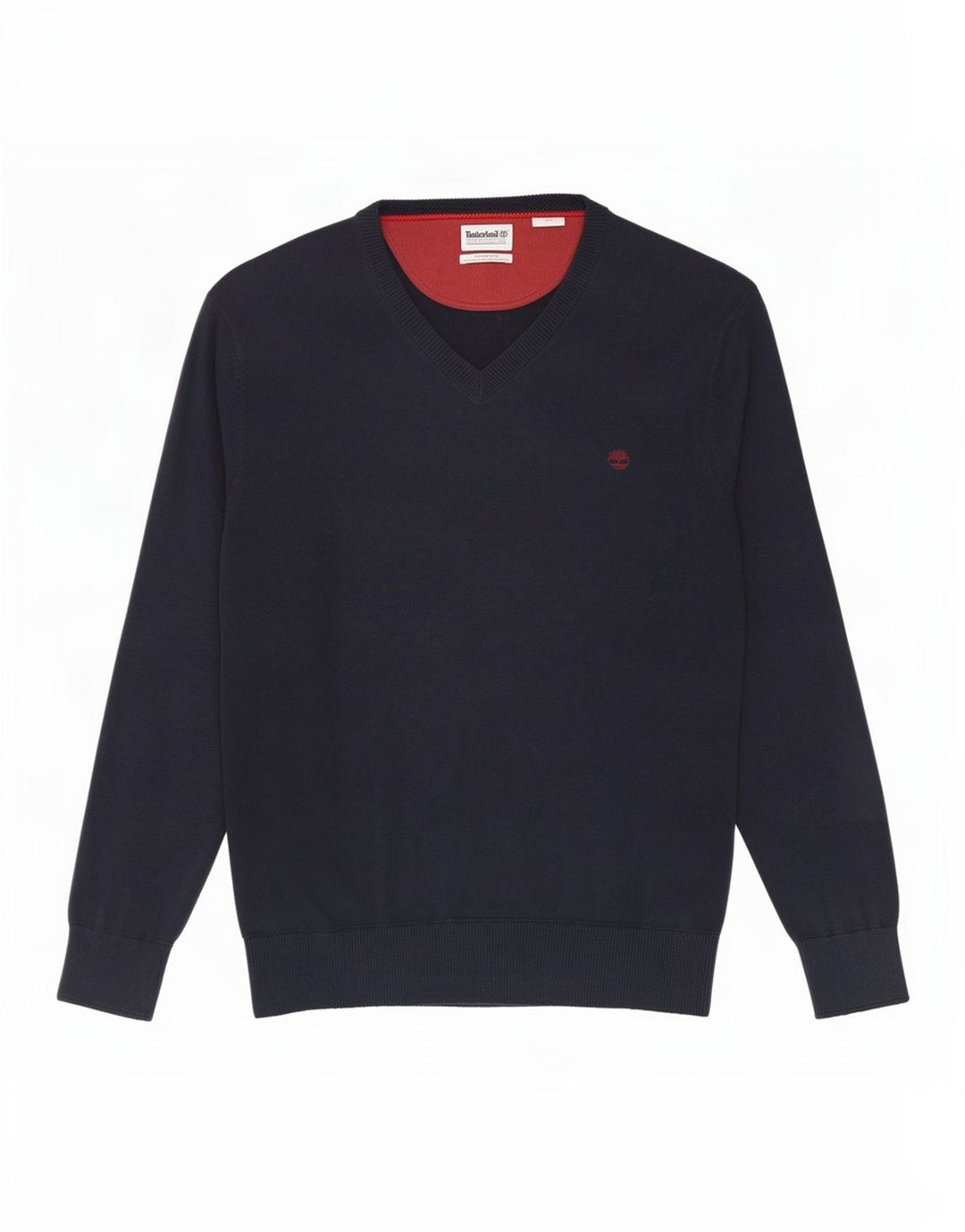 Timberland Jersey con cuello en V para hombre, suéter mediano de algodón azul marino