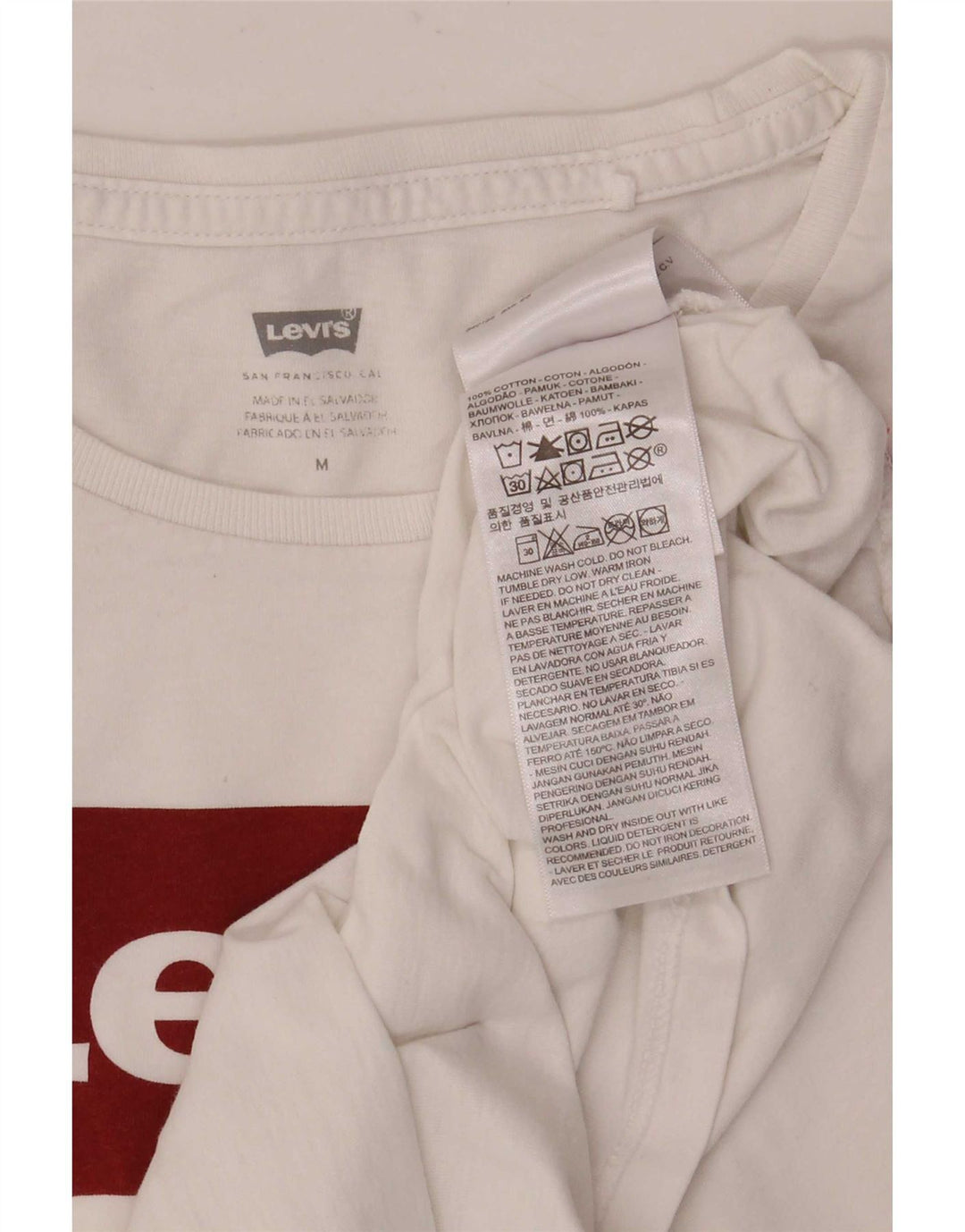 Levi's Camiseta gráfica para mujer Top UK 44 Algodón blanco mediano