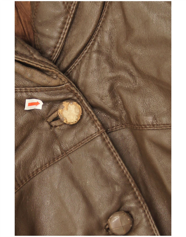 Carla Buti Chaqueta de cuero extragrande para mujer IT 46 Large Brown