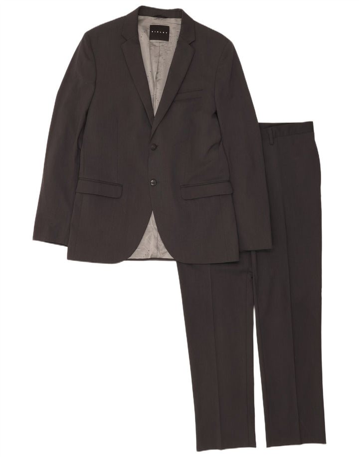 Sisley Traje de 2 piezas con 2 botones para hombre IT 52 XL W36 L32 Poliéster gris